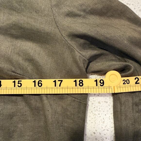 Willi Smith Womens 100% Linen Olive Green V Neck Beaded Tunic Long Sleeve Top 8 - Picture 7 of 8